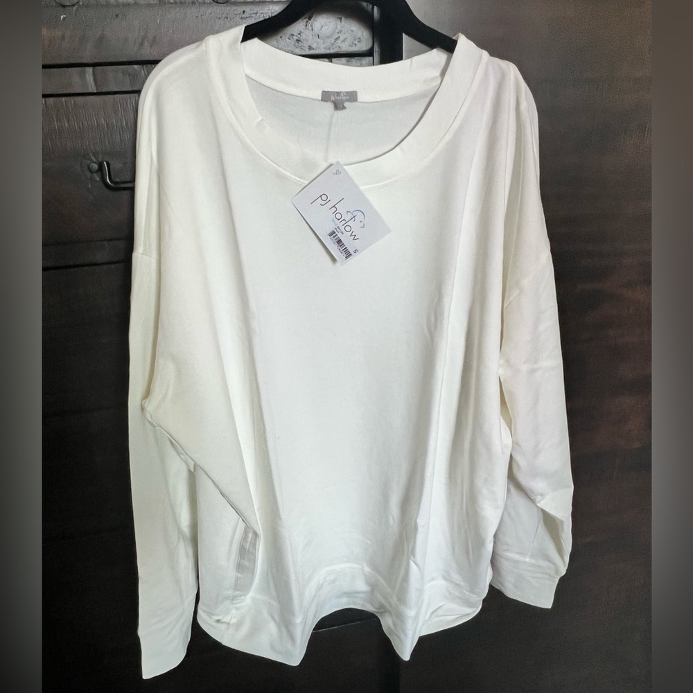 PJ Harlow Taylor Pearl Lounge Crewneck Sweatshirt Oversized Small NEW
